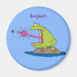 Aimant Drôle dessin animé de grenouille et mouche
