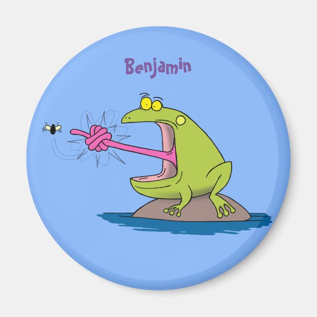 Aimant Drôle dessin animé de grenouille et mouche (Devant)