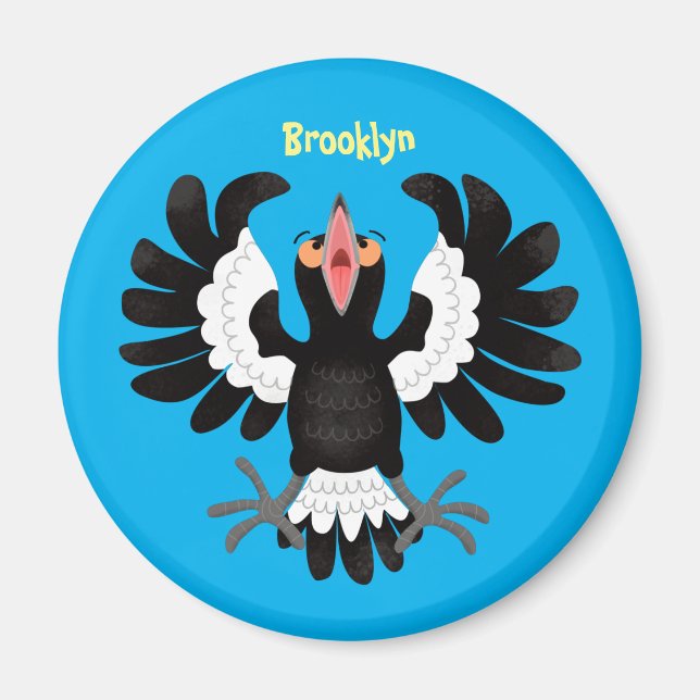 Aimant Drôle dessin animé de Magpie australienne (Devant)