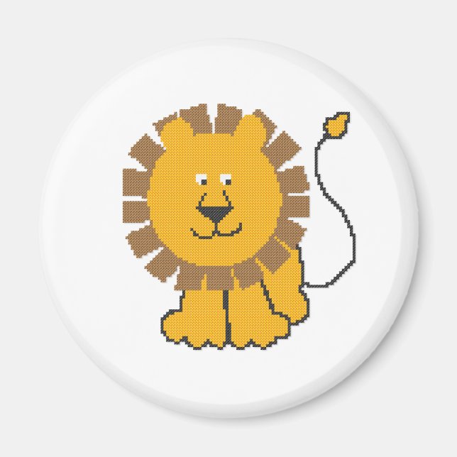 Aimant Drôle dessin animé de point de croix Lion (Devant)