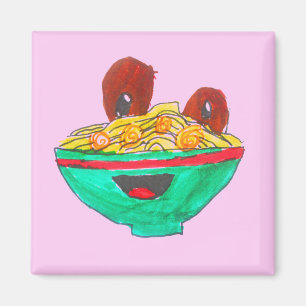 Aimant Drôle dessin animé spaghetti boules de viande art