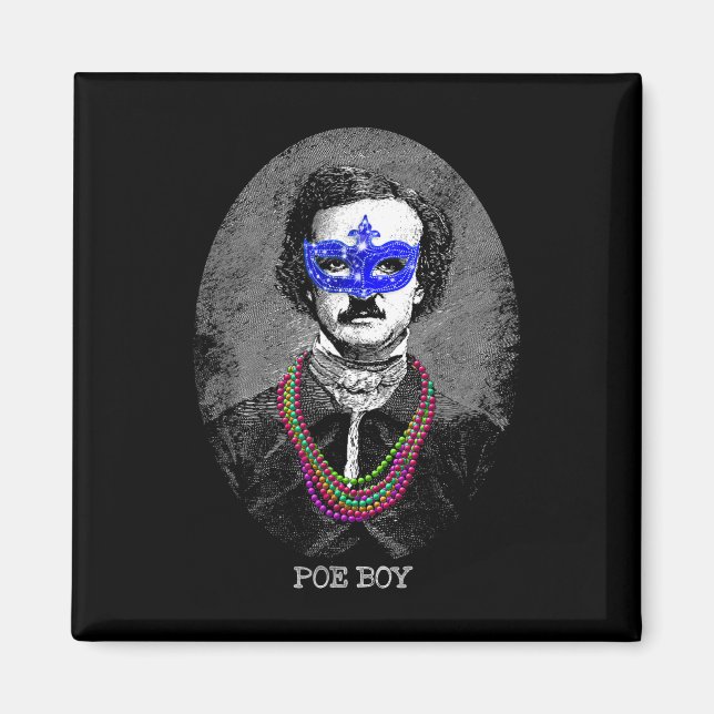 Aimant Drôle Edgar Allan Poe Mardi Gras Mashup (Devant)