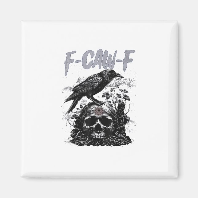 Aimant Drôle F-Caw-F Corbeau Drôle Halloween Rétro Classi (Devant)