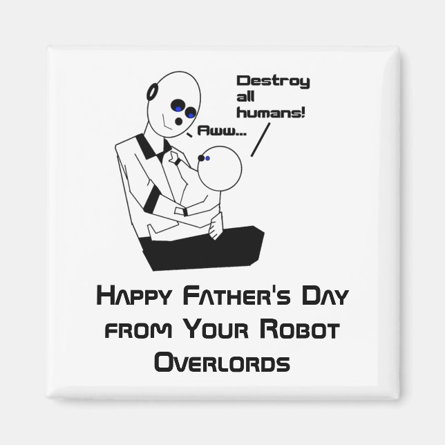 Aimant Drôle Fête des pères Robot Science Joke Cartoon (Devant)