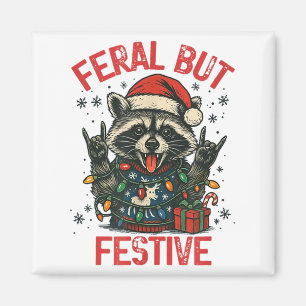 Aimant Drôle Fête Mais Féroce Santa Raton Laveur Amant An