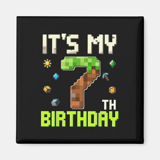 Aimant Drôle garçon d'anniversaire C'est mon 7ème anniver (Devant)
