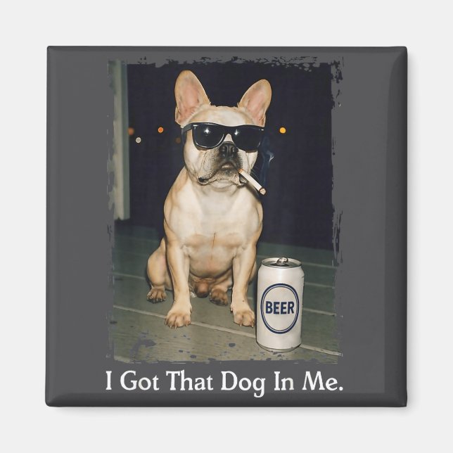 Aimant Drôle Got Chien Bouledogue Français Fumant (Devant)