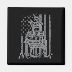 Aimant Drôle Grilling Shirt Us Drapeau Je fumerais ce 4èm
