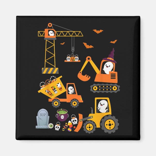 Aimant Drôle Halloween Camions Citrouille Toddle (Devant)