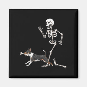 Aimant Drôle Halloween Rat Terrier Et Squelette