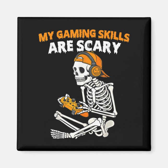 Aimant Drôle Halloween Skeleton Gamer compétences de jeu  (Devant)