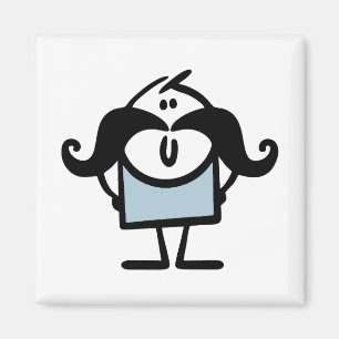 Aimant Drôle homme bâton avec moustaches