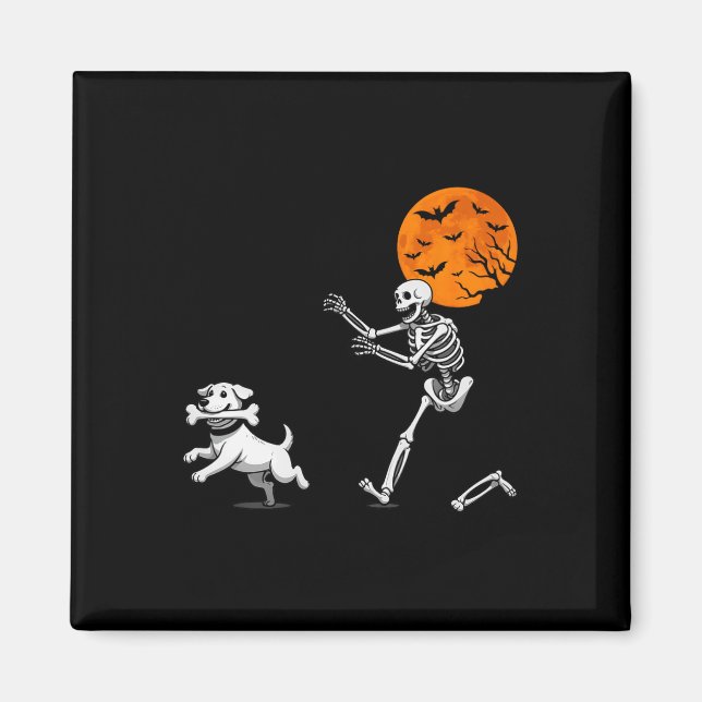 Aimant Drôle Humour Éffrayant Halloween squelette chasse  (Devant)