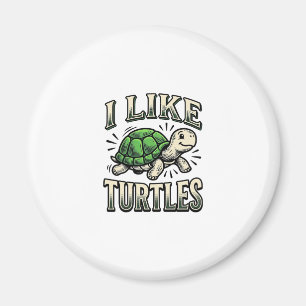 Aimant Drôle J'aime Les Tortues Vintage T-Shirt Tortue De