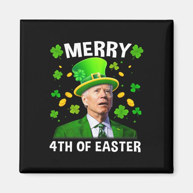 Aimant Drôle Joe Biden St Patricks Day Joyeux 4ème de Pâq (Devant)