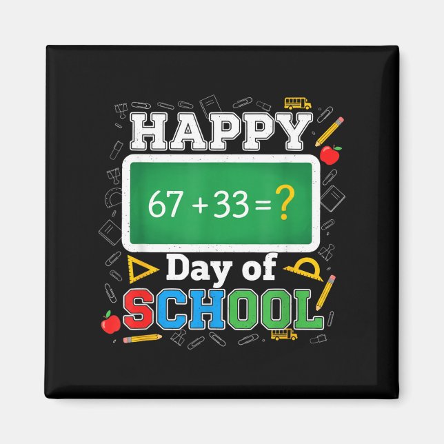 Aimant Drôle Joyeux 100 Jours D'école Prof De Maths Six S (Devant)