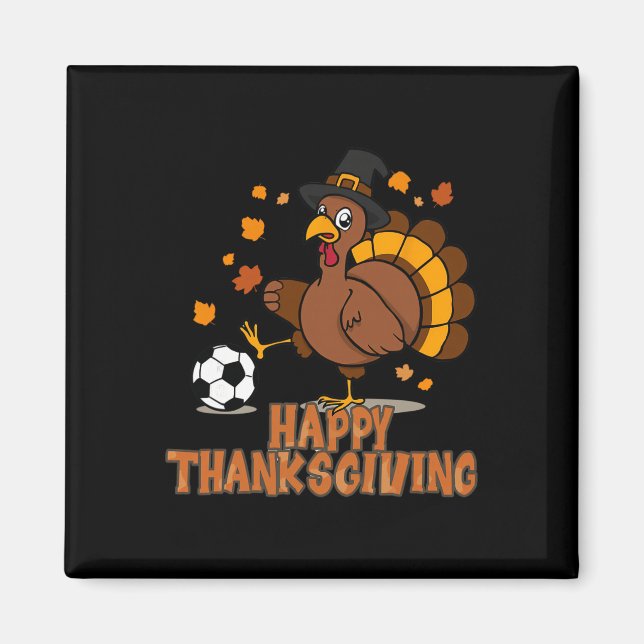 Aimant Drôle Joyeux Thanksgiving Dinde Amateurs de Footba (Devant)