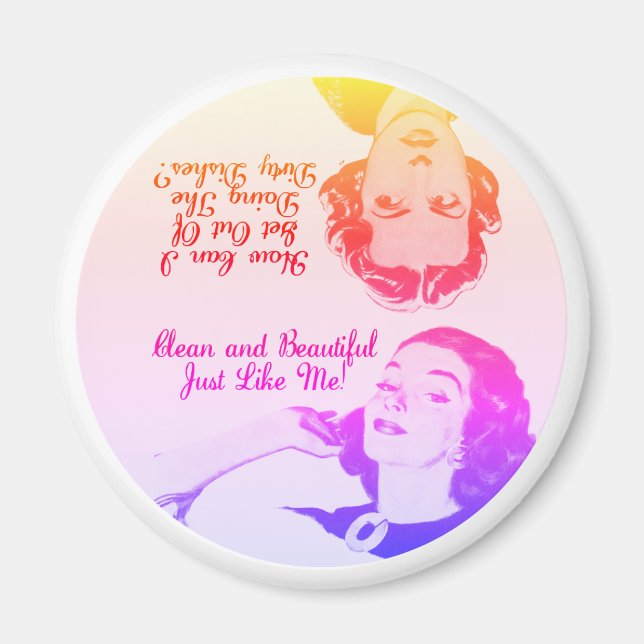 Aimant Drôle Lave-vaisselle Rétro Nettoyer Sale Reversibl (Devant)