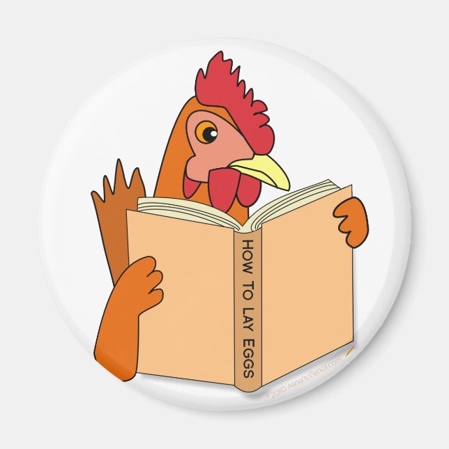 Aimant Drôle Livre de lecture de poulet Dos Dos Hen (Devant)