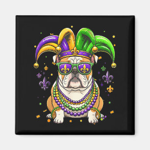 Aimant Drôle mardi gras perle bouledogue anglais festival