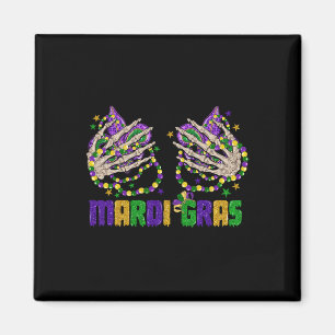 Aimant Drôle Mardi Gras Skeleton Mains Avec Perles Et Fle