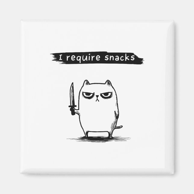 Aimant Drôle Mème Chat J'Ai Besoin Snacks Design Hommes F (Devant)