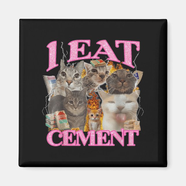 Aimant Drôle Mème de chat Je mange Cement Citation Japona (Devant)