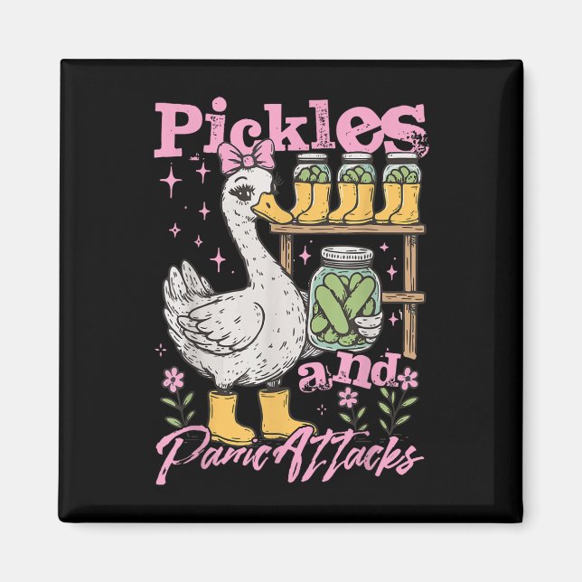 Aimant Drôle Mème Oie Pickle Cucumber Pickles Et Panique (Devant)