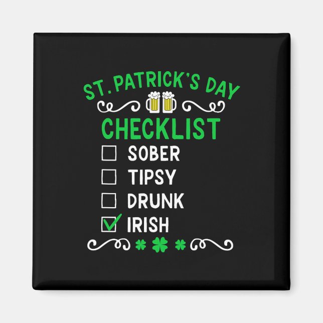 Aimant Drôle Mens Jour de la Saint Patrick ivre (Devant)