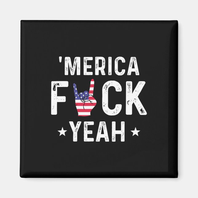 Aimant Drôle Merica Ouais 4 juillet  (Devant)