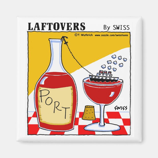 Aimant Drôle mignon Port Vin Dessin Dégustation Fête Favo (Devant)