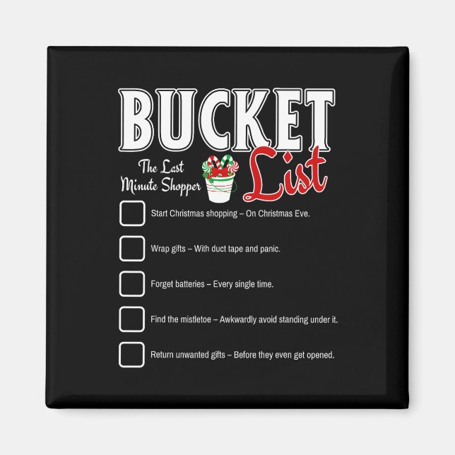Aimant Drôle Noël Bucket List Design Noël Fêtes Hu (Devant)