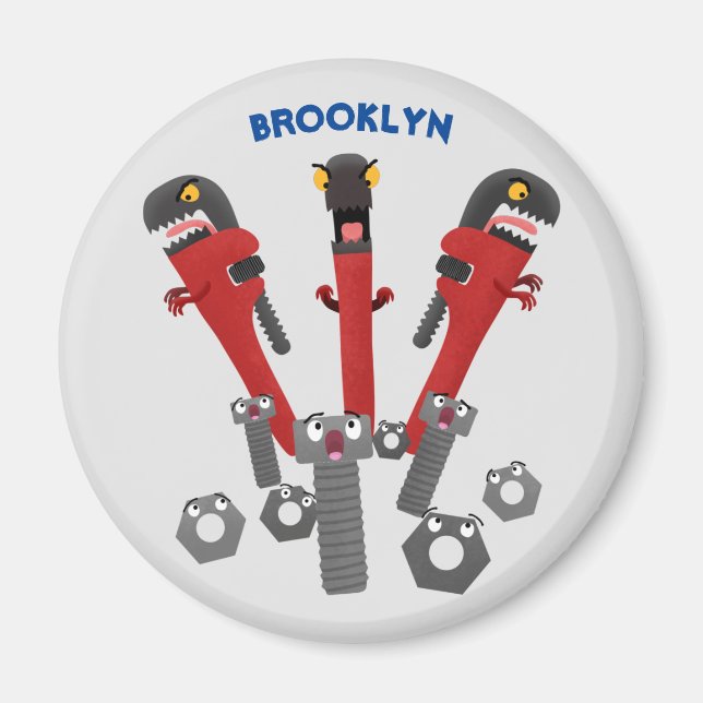 Aimant Drôle outil monstre de clé humour dessin animé (Devant)