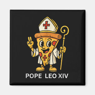 Aimant Drôle Pape Américain Leo Xiv Pizza Slice Cartoon C