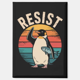 Aimant Drôle Penguin Résiste À La Manifestation Contre Le