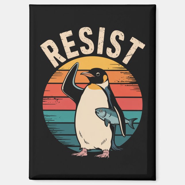 Aimant Drôle Penguin Résiste À La Manifestation Contre Le (Recto)