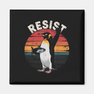 Aimant Drôle Penguin Résiste À La Manifestation Contre Le