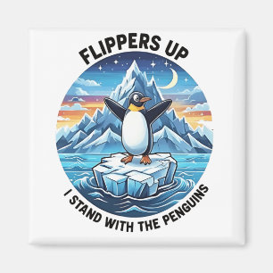 Aimant Drôle Penguin Résiste À La Manifestation Contre Le