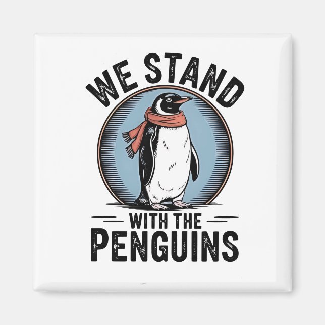 Aimant Drôle Penguin Résiste À La Manifestation Contre Le (Devant)