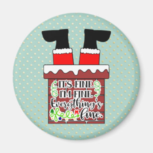 Aimant Drôle Père Noël coincé à Chimney Humour de Noël