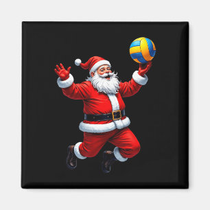 Aimant Drôle Père Noël Jouer Volleyball Feux de Noël Xm