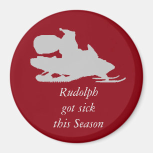 Aimant Drôle père Noël sur l'aimant de motoneige