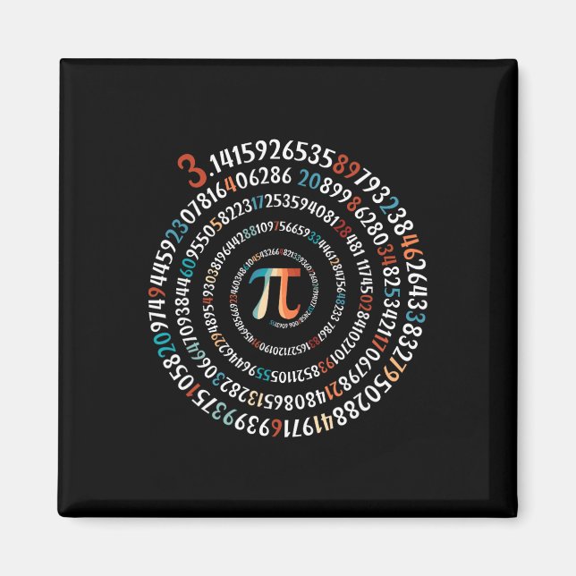 Aimant Drôle Pi Day 3.14 Symbole Pi Spirale Nombre Math A (Devant)