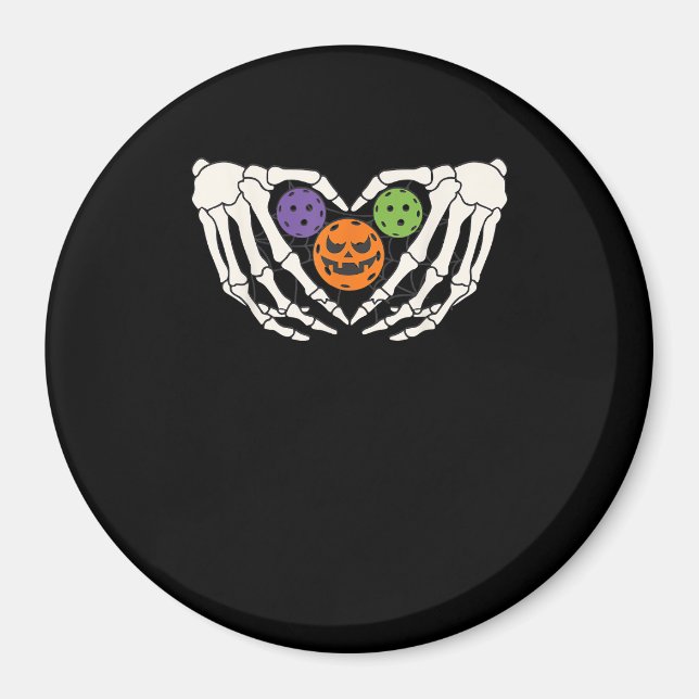 Aimant Drôle Pickle Halloween Squelette Mains Coeur Pumpk (Devant)