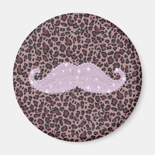 Aimant Drôle Pink Bling Moustache Et Motif Poster de anim (Devant)