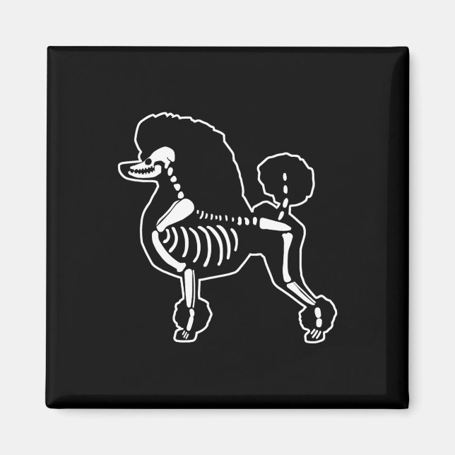 Aimant Drôle Poodle Chien Squelette Halloween Doodle Chie (Devant)