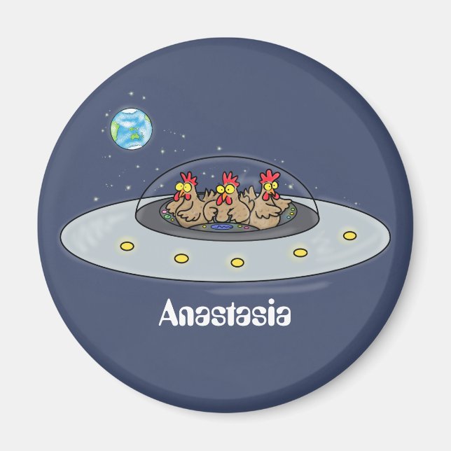 Aimant Drôle poule dans l'espace dessin animé (Devant)