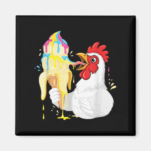 Aimant Drôle Poulet Manger Banana Glace Cream Driam Voitu