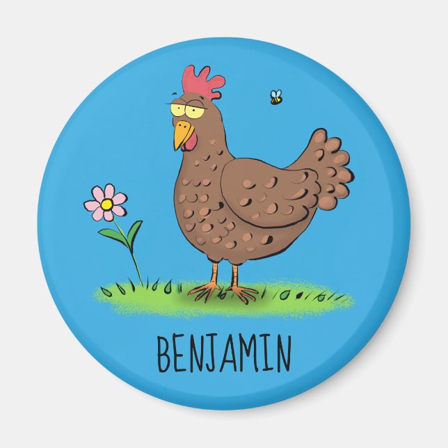 Aimant Drôle poulet rustique whimsical dessin animé (Devant)