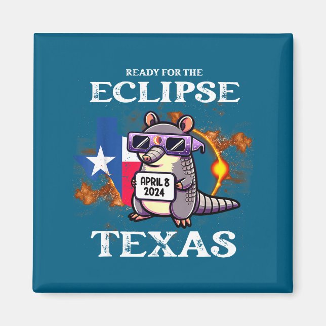 Aimant Drôle pour l'éclipse solaire du Texas le 8 avril (Devant)